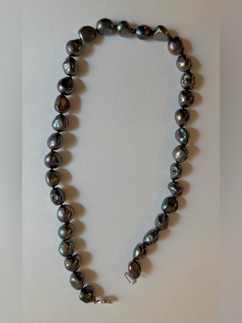 Black Baroque Pearl Necklace with smoky, iridescence- Elegant Women's Jewelry